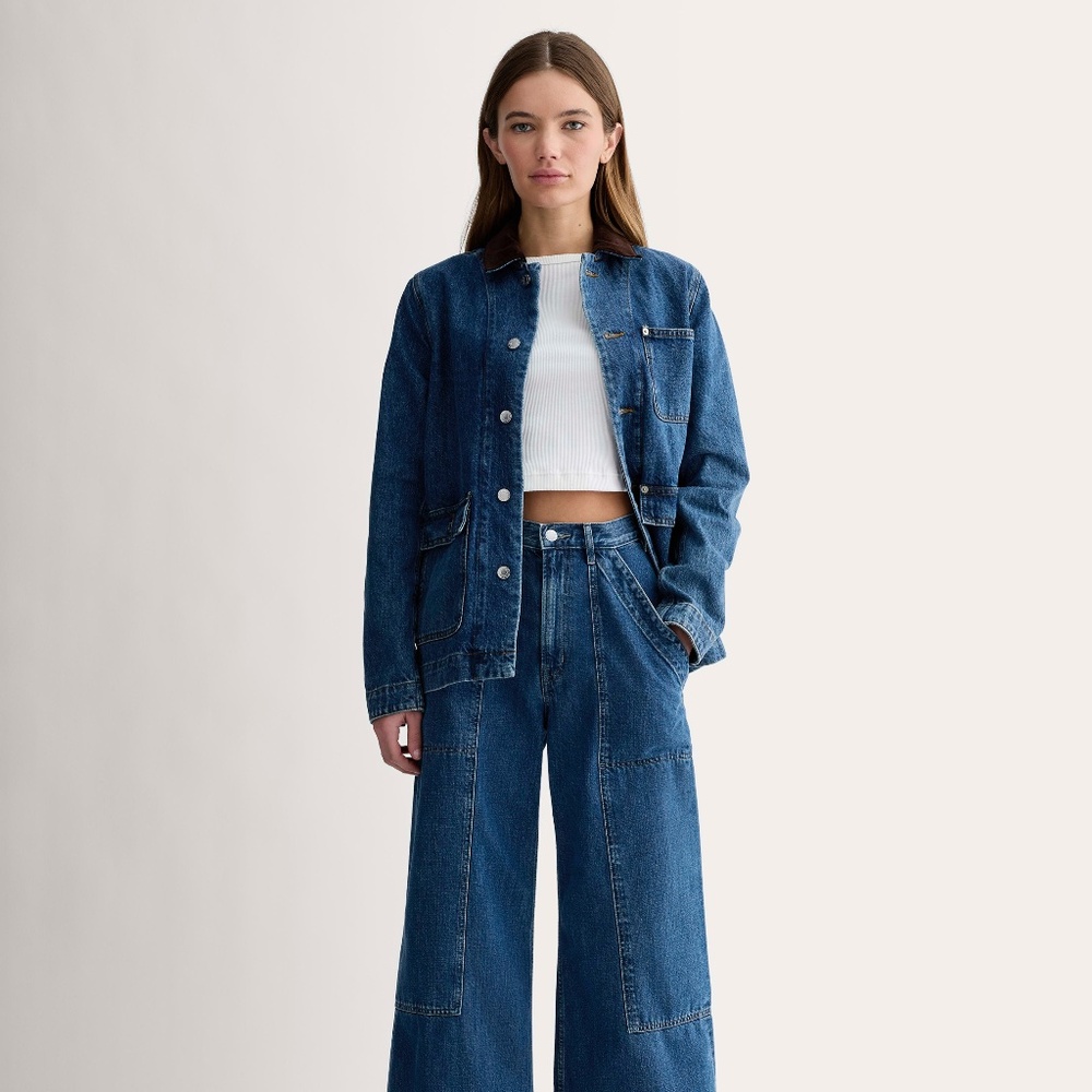Everlane Indigo Wide-Leg Patchwork Denim Jeans